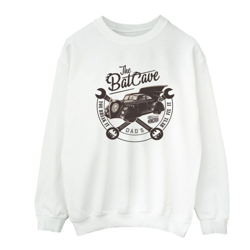 Batman Mens The Batcave Car Sweatshirt / White